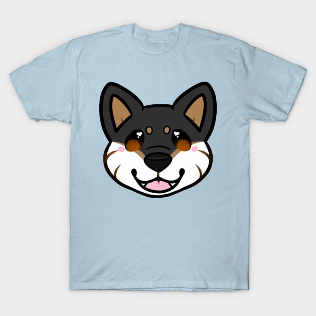 Black Shiba Inu Face T-Shirt by leashonlife